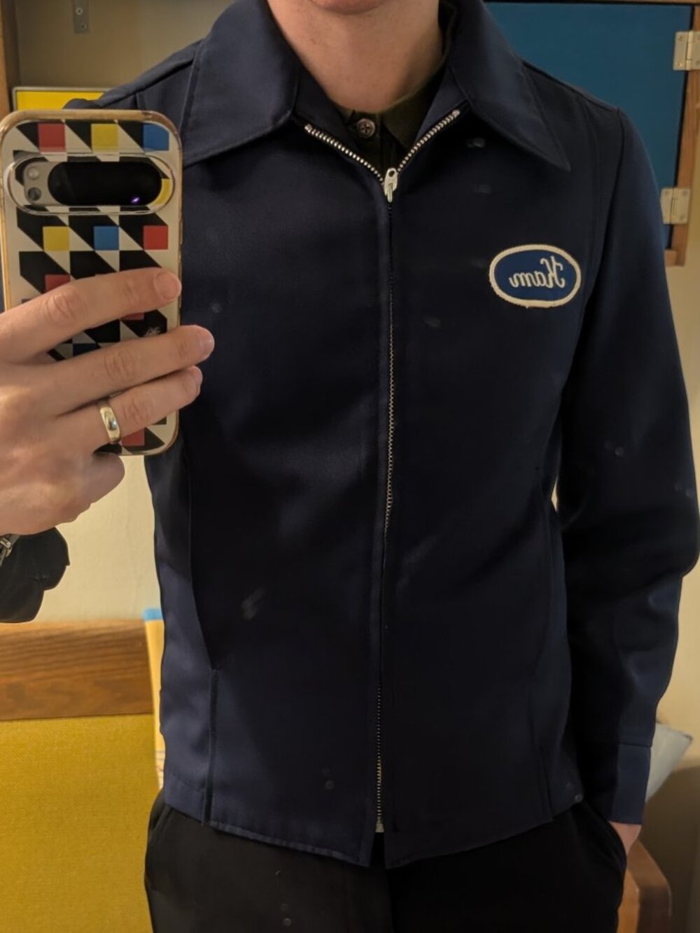 Vintage Sainthill-Levine Navy Work Jacket Kam Patch Men's S 38R Made in Canada